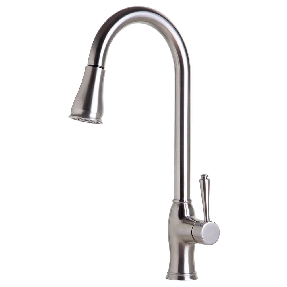 Alfi Trade Traditional Solid Brushed Stainless Steel Pull Down Kitchen Faucet