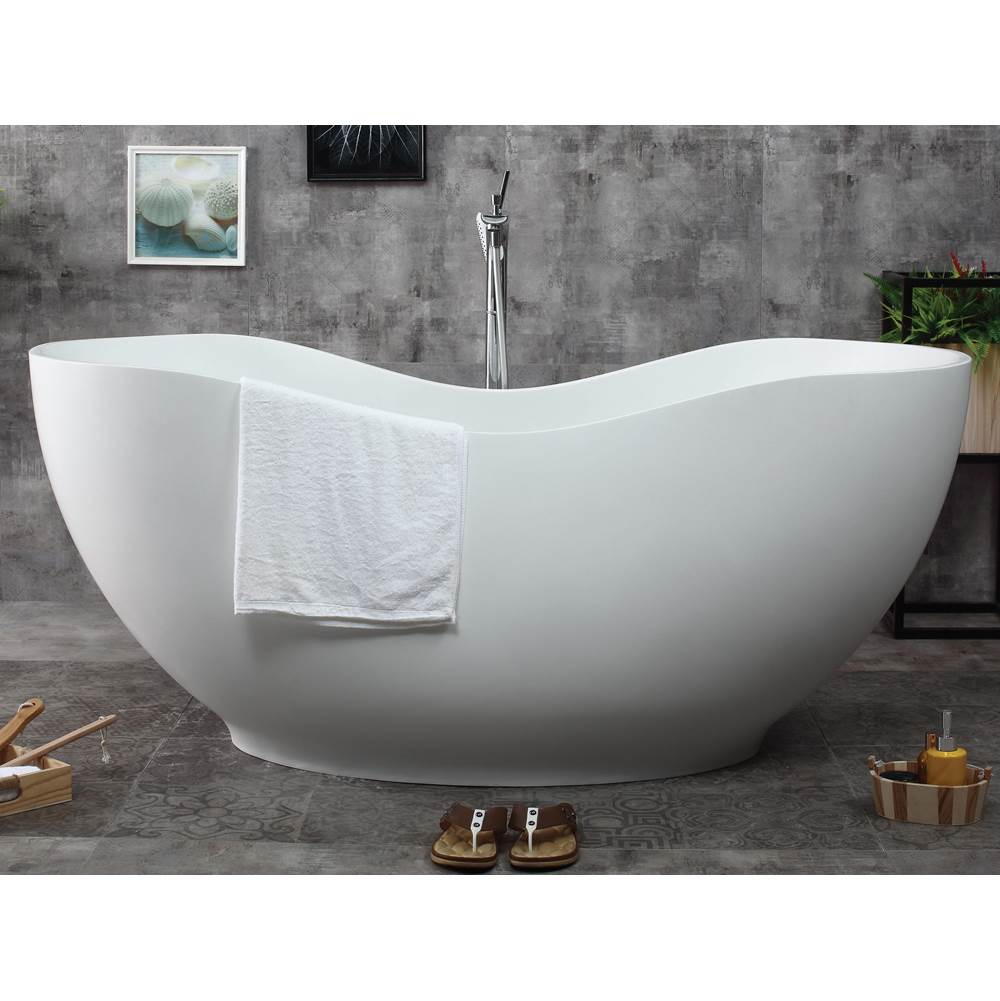Alfi Trade 66'' White Solid Surface Smooth Resin Soaking Bathtub