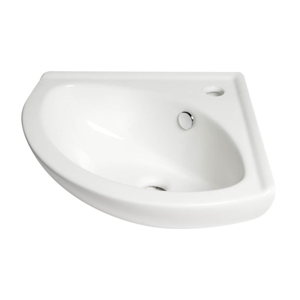 Alfi Trade White 22'' Corner Wall Mounted Ceramic Sink with Faucet Hole