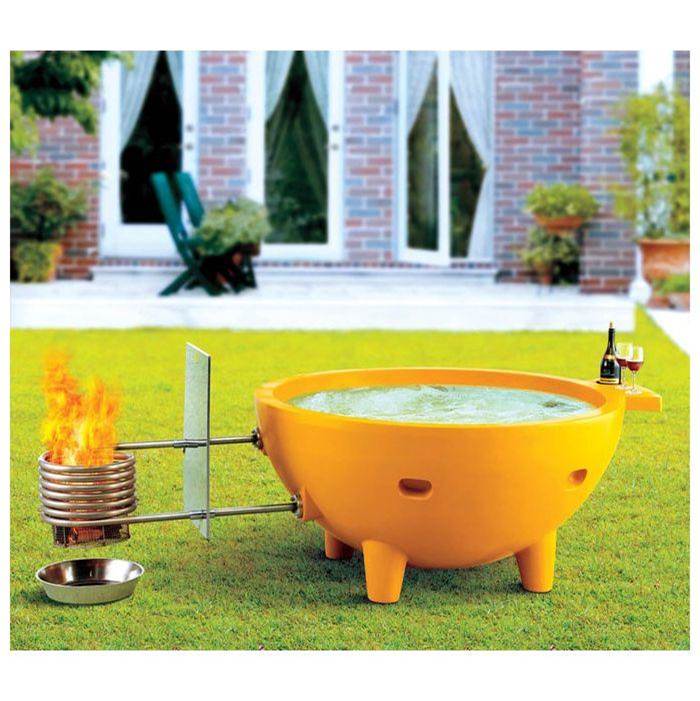 Alfi Trade Dark Blue FireHotTub The Round Fire Burning Portable Outdoor Hot Bath Tub