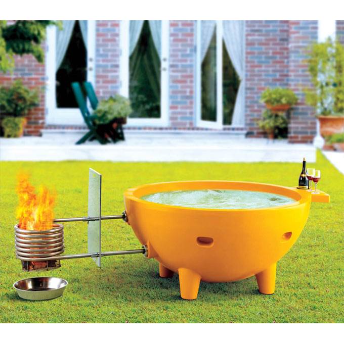Alfi Trade Yellow FireHotTub The Round Fire Burning Portable Outdoor Hot Bath Tub