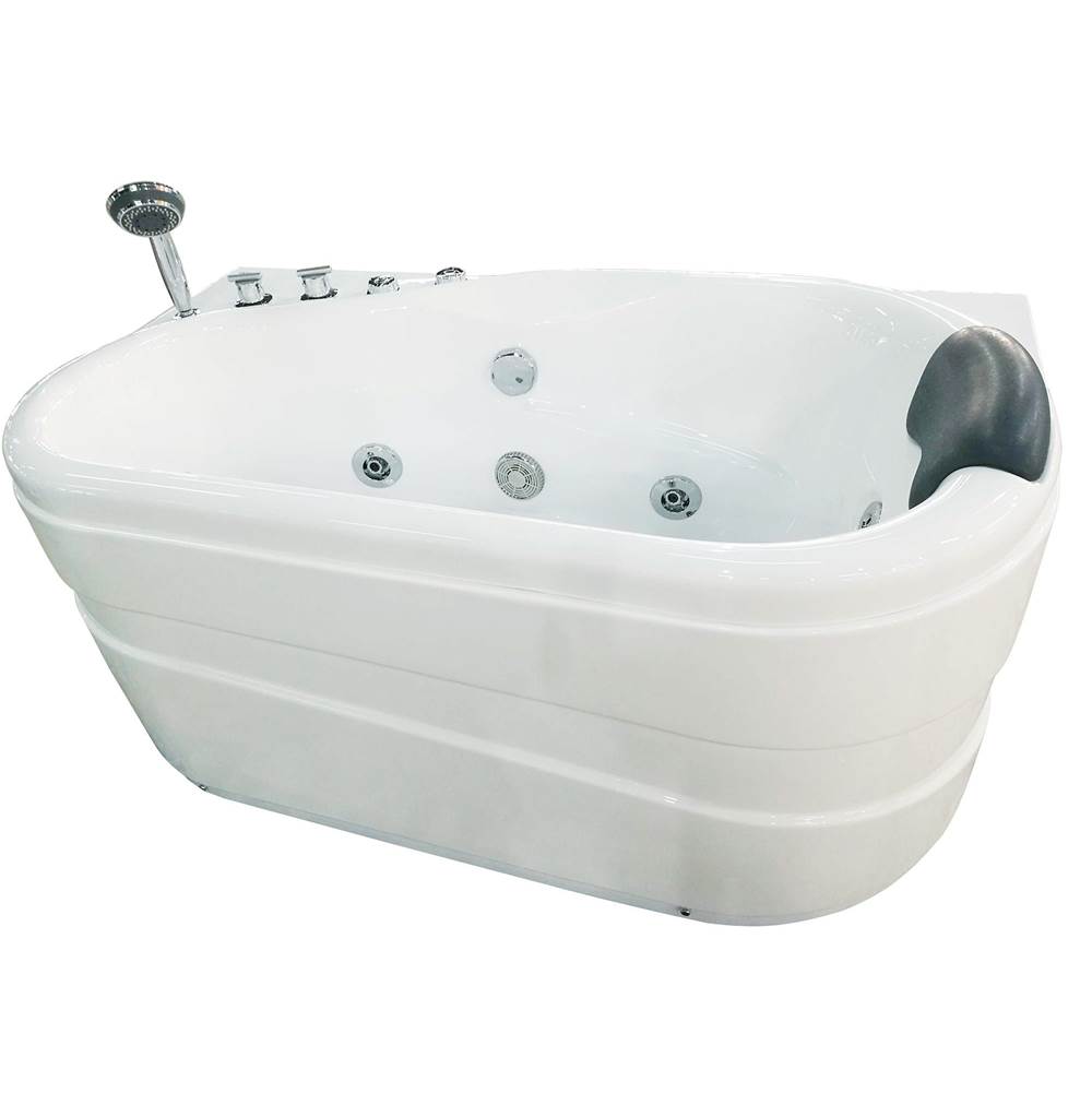 Alfi Trade EAGO AM175-L  5'' White Acrylic Corner Whirpool Bathtub - Drain on Left