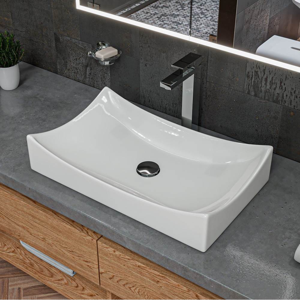 Alfi Trade ALFI brand ABC904 White 26'' Fancy Rectangular Above Mount Ceramic Sink
