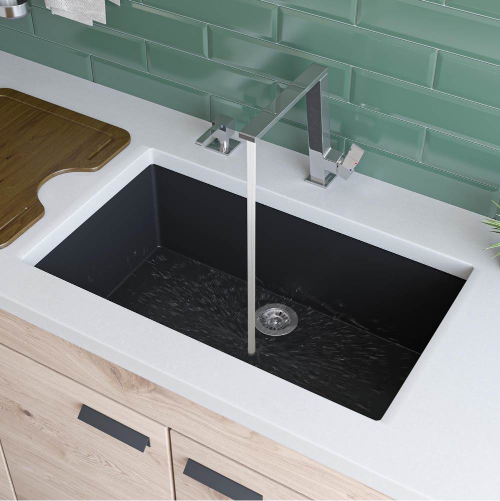 Alfi Trade Black 30'' Undermount Single Bowl Granite Composite Kitchen Sink