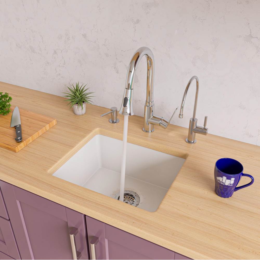Alfi Trade 20'' White Single Bowl Fireclay Undermount Kitchen Sink
