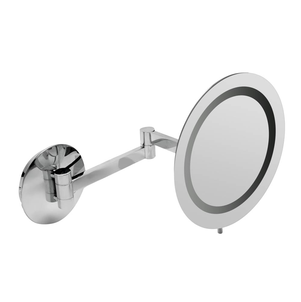 Alfi Trade ALFI brand  Polished Chrome Wall Mount Round 9'' 5x Magnifying Cosmetic Mirror with Light