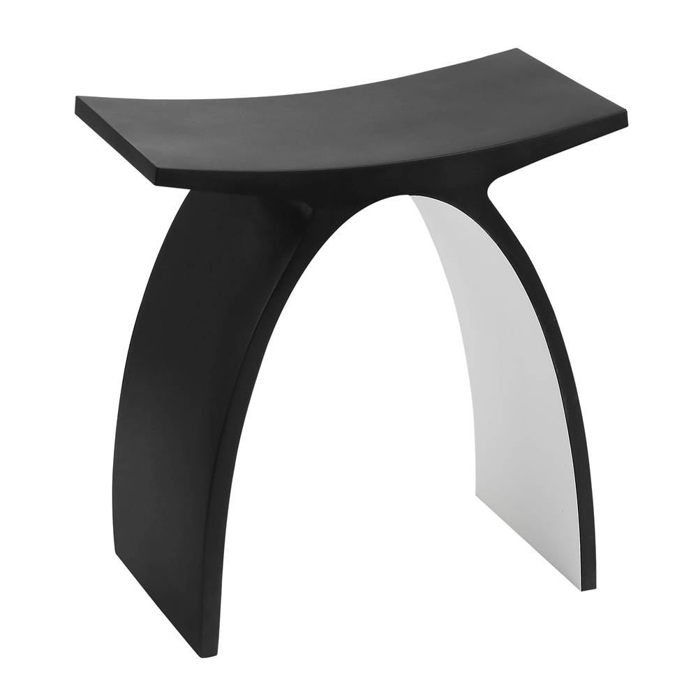 Alfi Trade Black Matte Arched Solid Surface Resin Bathroom / Shower Stool