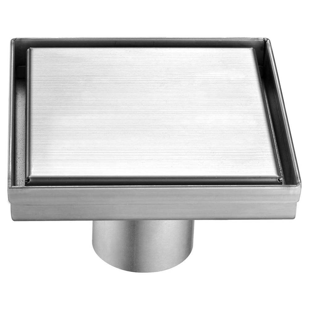 Alfi Trade 5'' x 5'' Modern Square Brushed Stainless Steel Shower Drain with Solid Cover