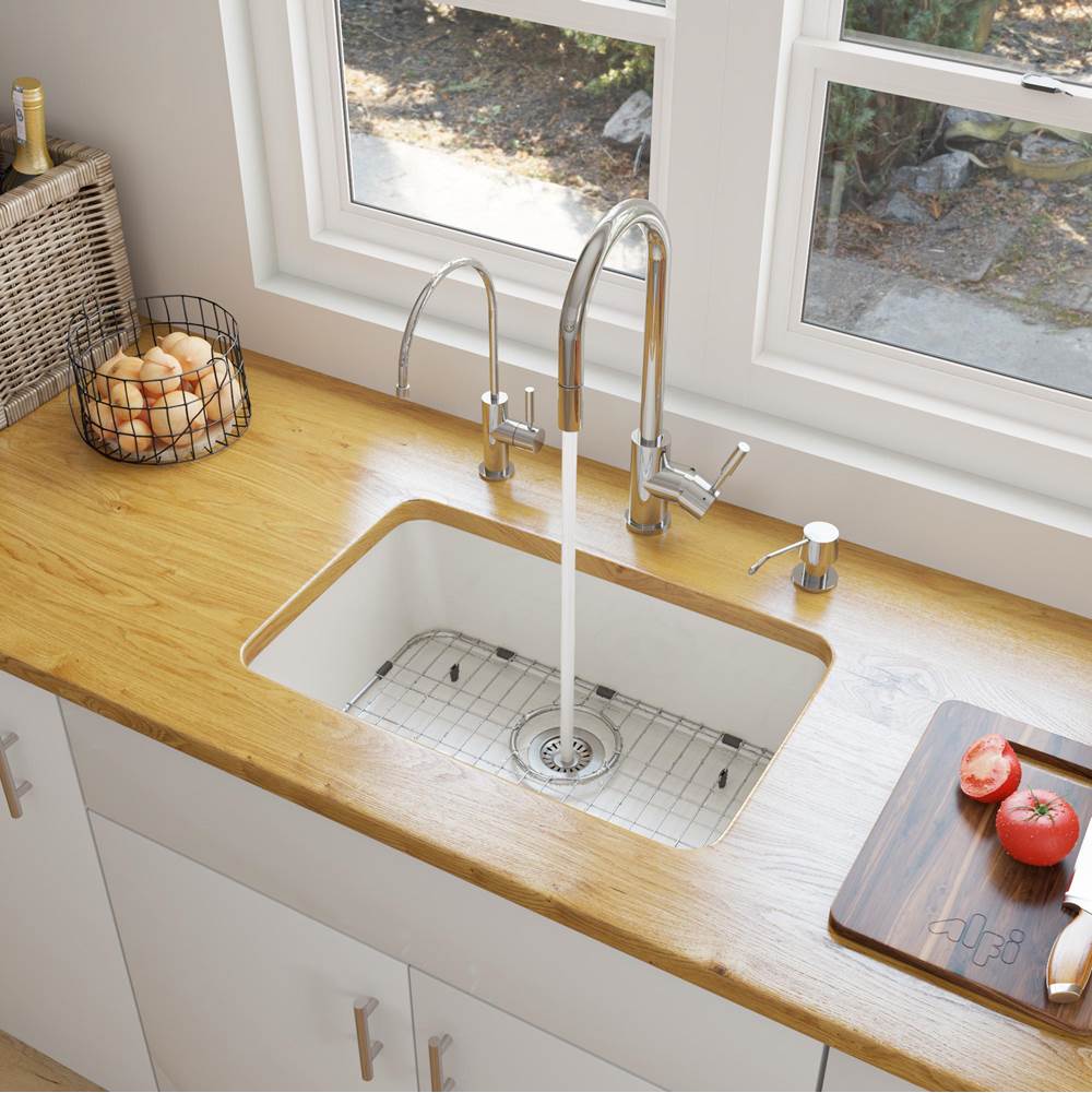 Alfi Trade 24 inch White Single Bowl Fireclay Undermount Kitchen Sink