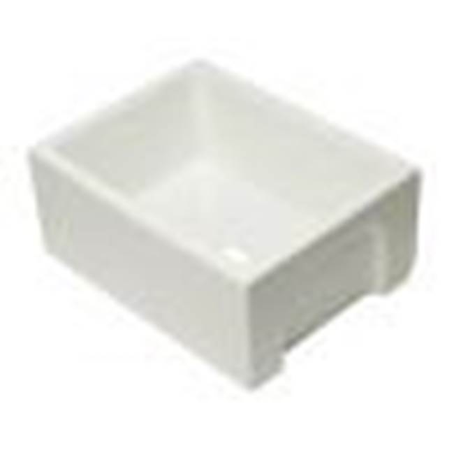 Alfi Trade 24 inch Biscuit Reversible Smooth / Fluted Single Bowl Fireclay Farm Sink