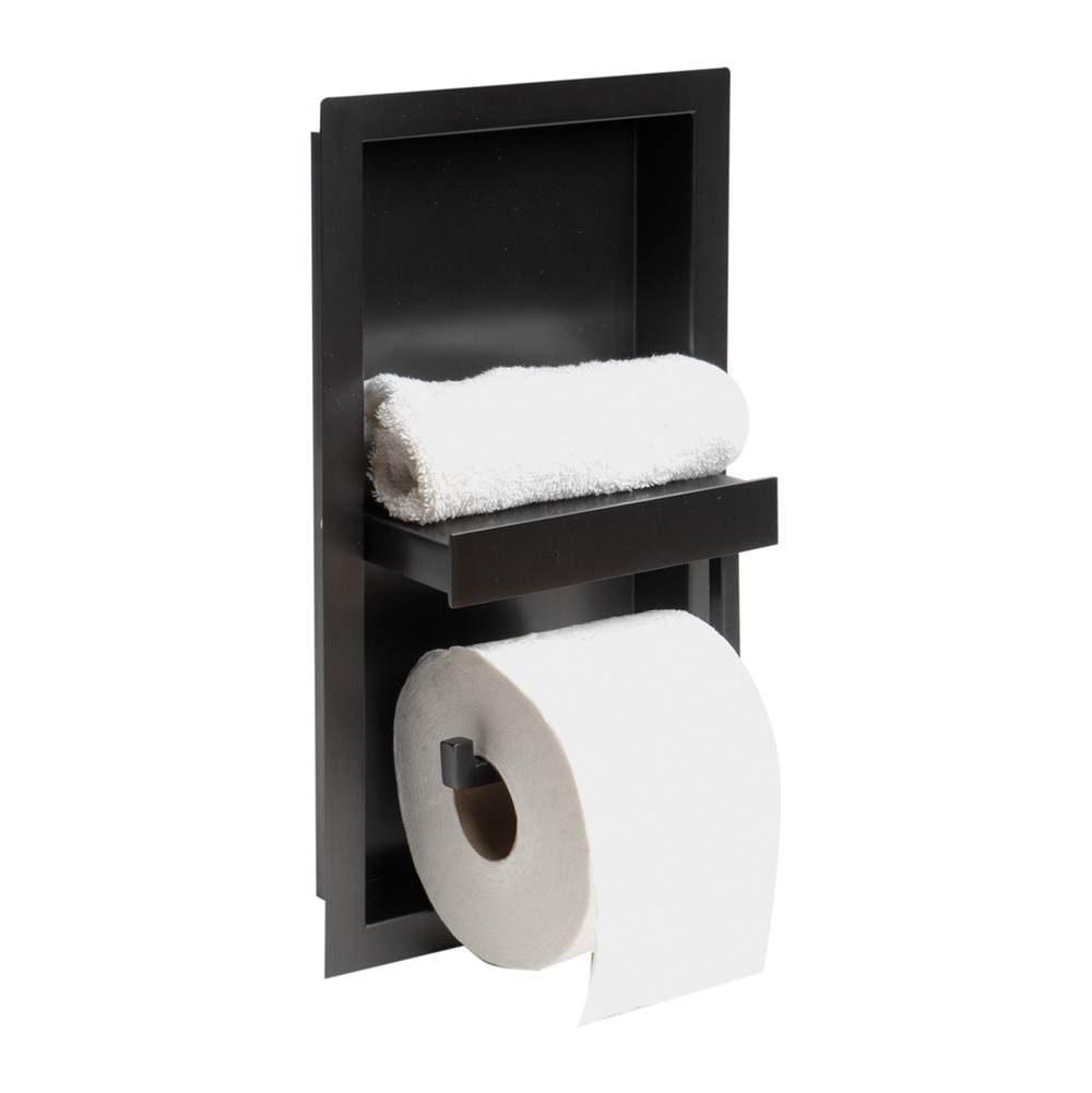 Alfi Trade Brushed Black PVD Stainless Steel Recessed Shelf / Toilet Paper Holder Niche
