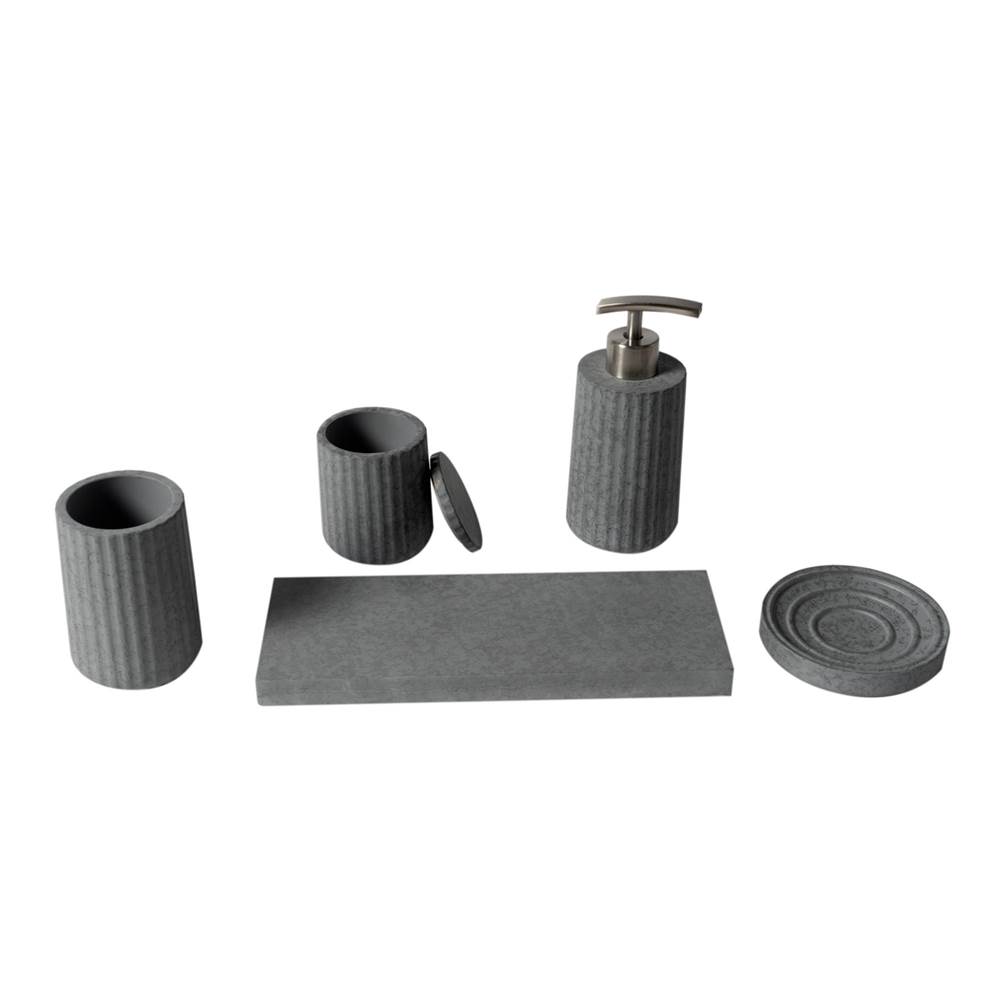 Alfi Trade 5 Piece Solid Concrete Gray Matte Bathroom Accessory Set