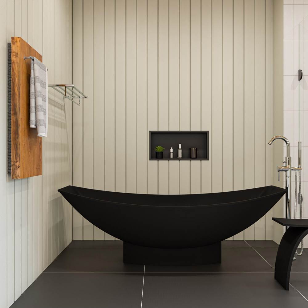 Alfi Trade Black Matte 71'' Solid Surface Resin Free Standing Hammock Style Bathtub
