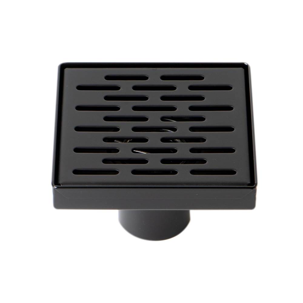 Alfi Trade 5'' x 5'' Black Matte Square Stainless Steel Shower Drain with Groove Holes