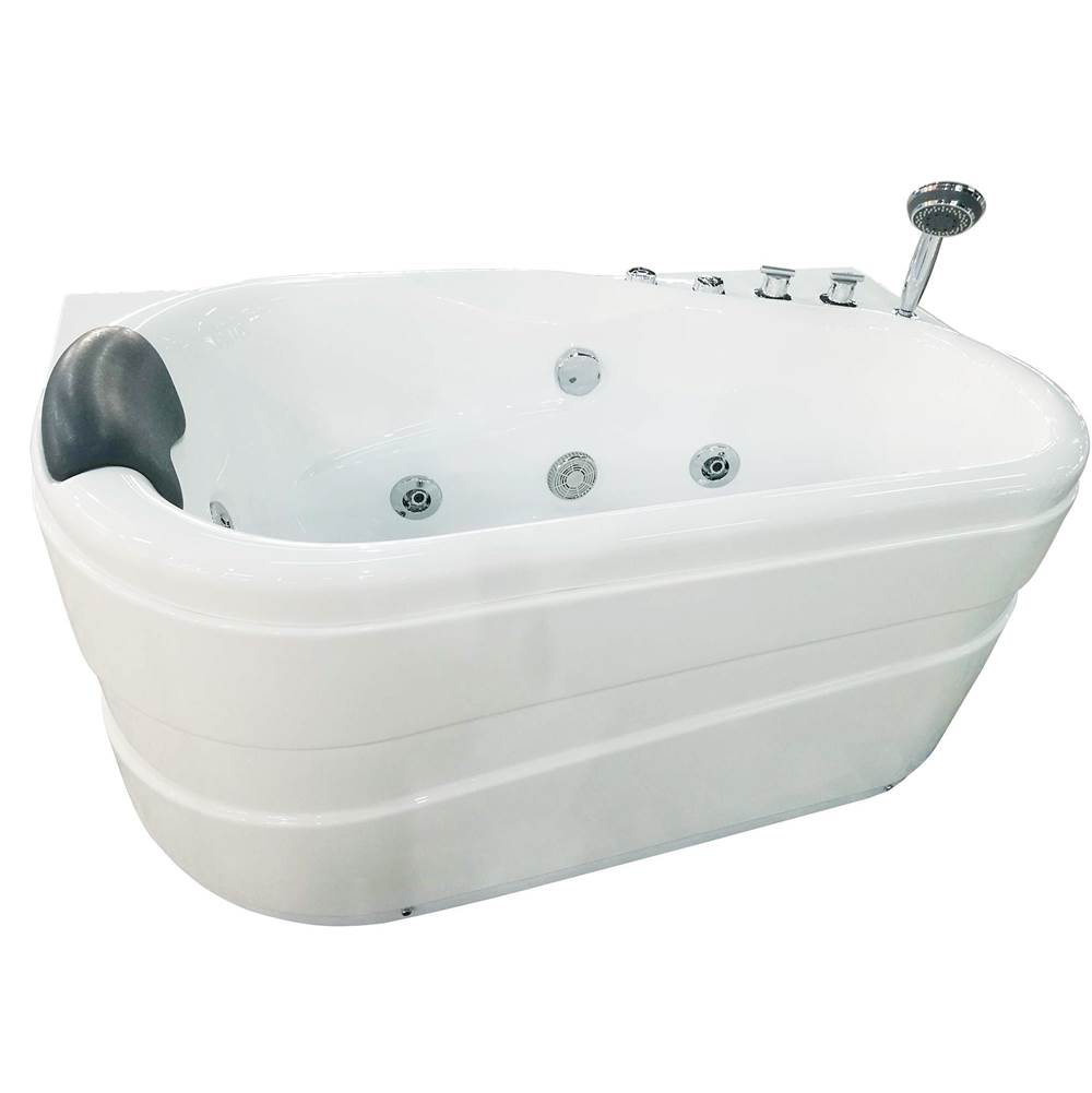 Alfi Trade EAGO AM175-R  5'' White Acrylic Corner Whirpool Bathtub - Drain on Right