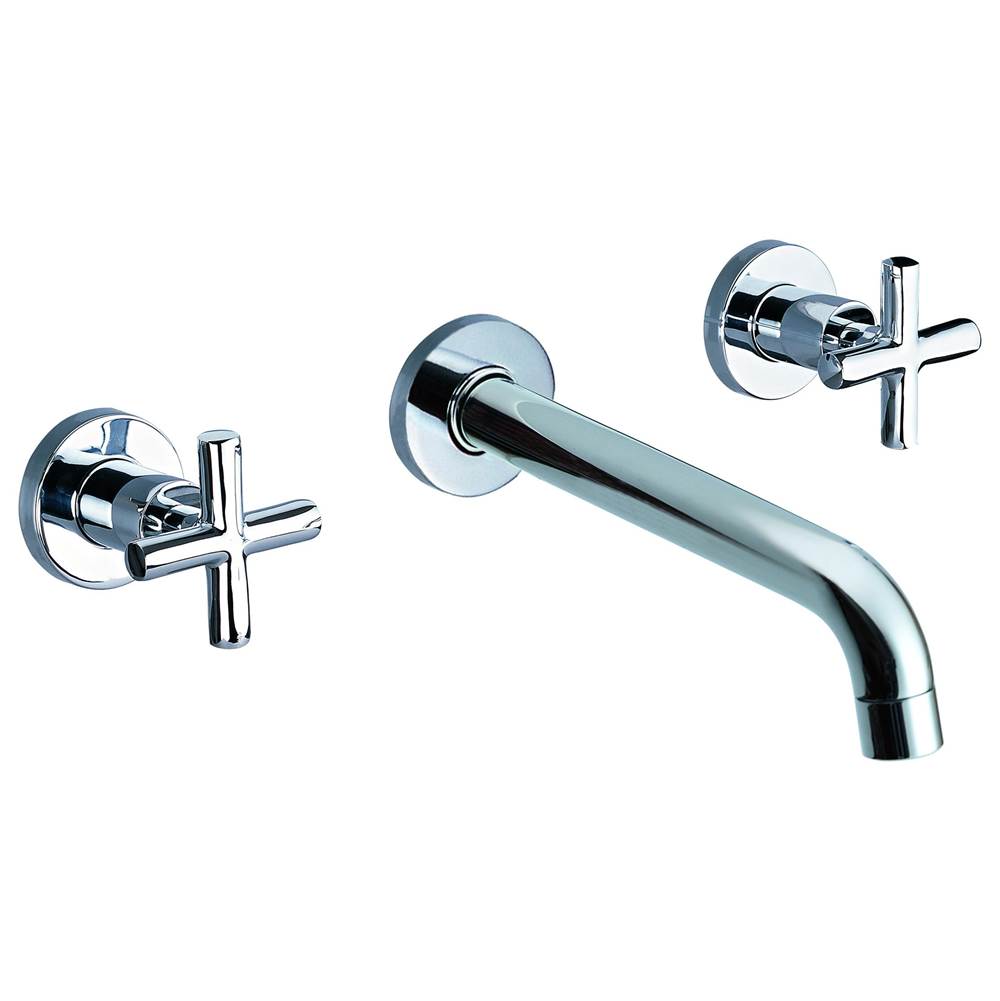 Alfi Trade Polished Chrome 8'' Widespread Wall-Mounted Cross Handle Faucet