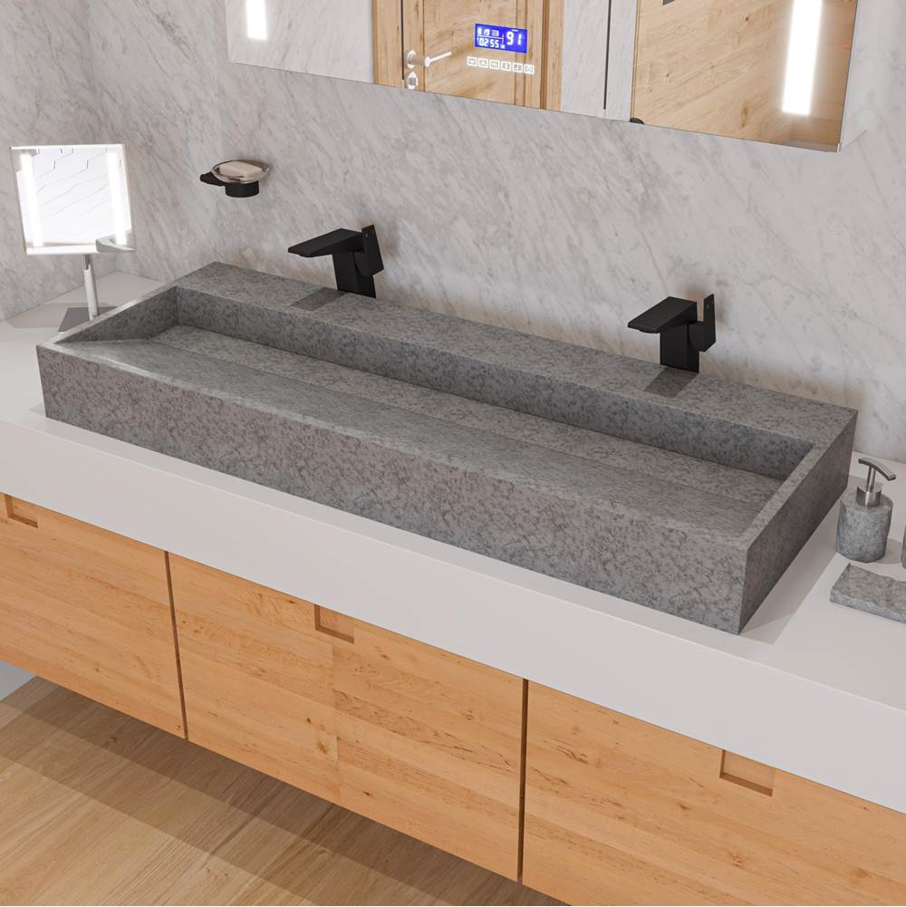 Alfi Trade 48'' Solid Concrete Gray Matte Trough Sink for the Bathroom