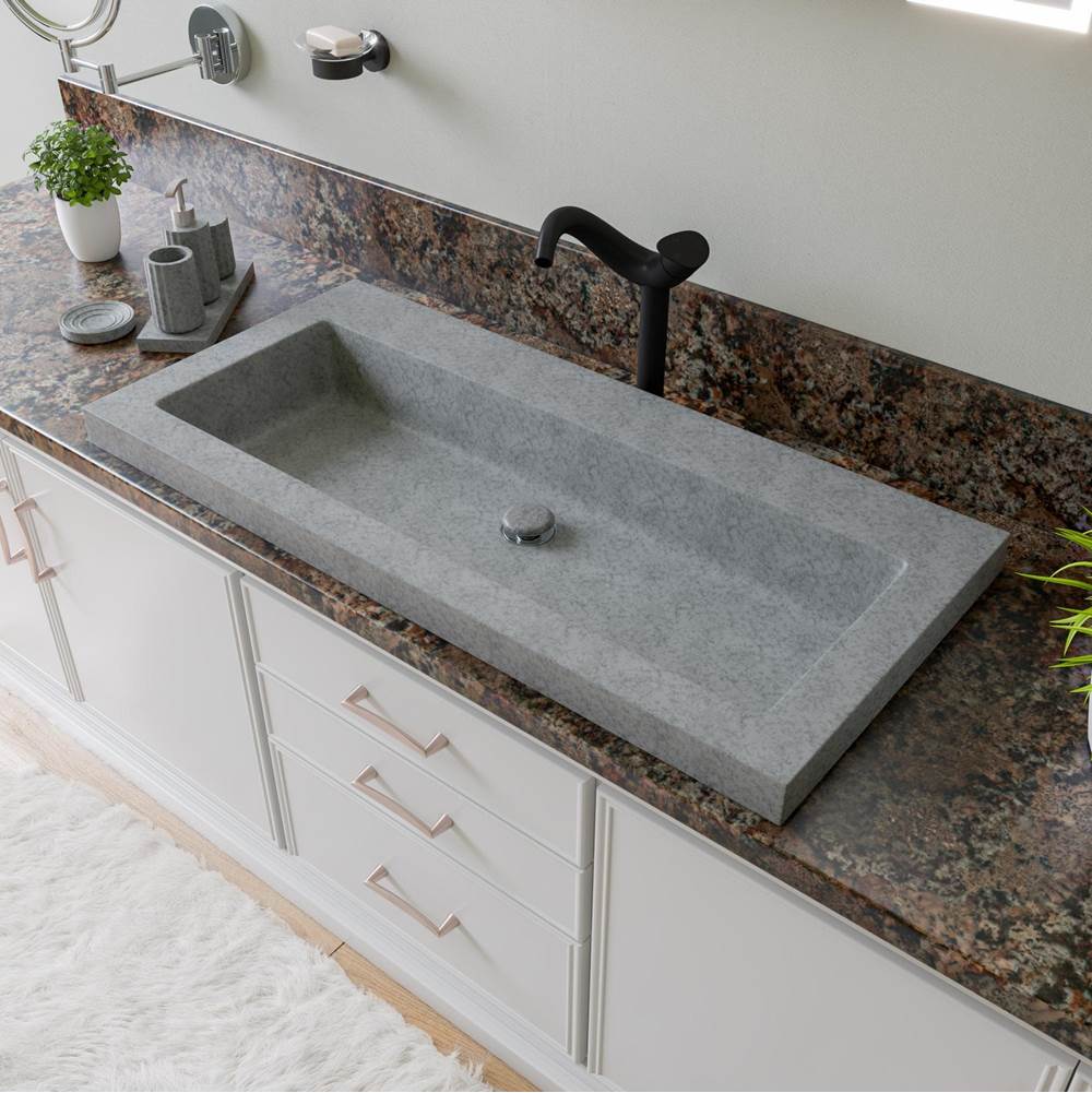 Alfi Trade 40'' Solid Concrete Gray Matte Trough Sink for the Bathroom