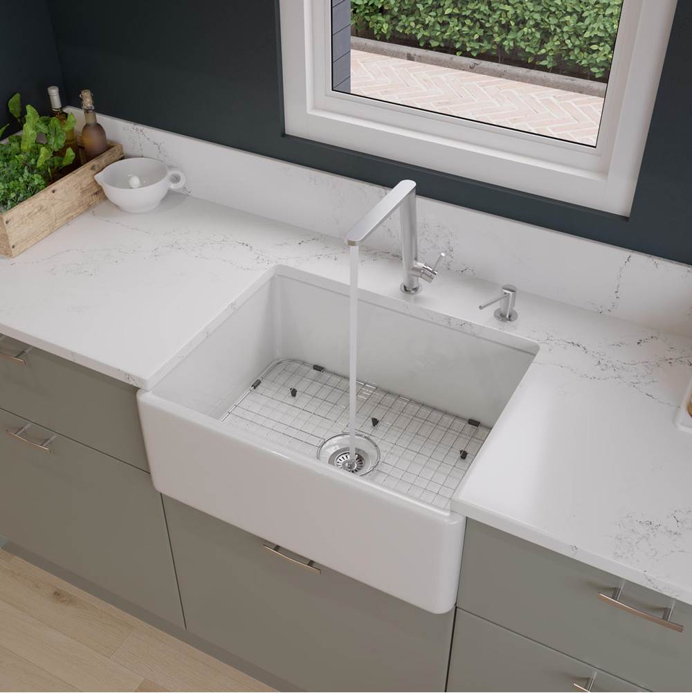 Alfi Trade White 26'' Contemporary Smooth Apron Fireclay Farmhouse Kitchen Sink