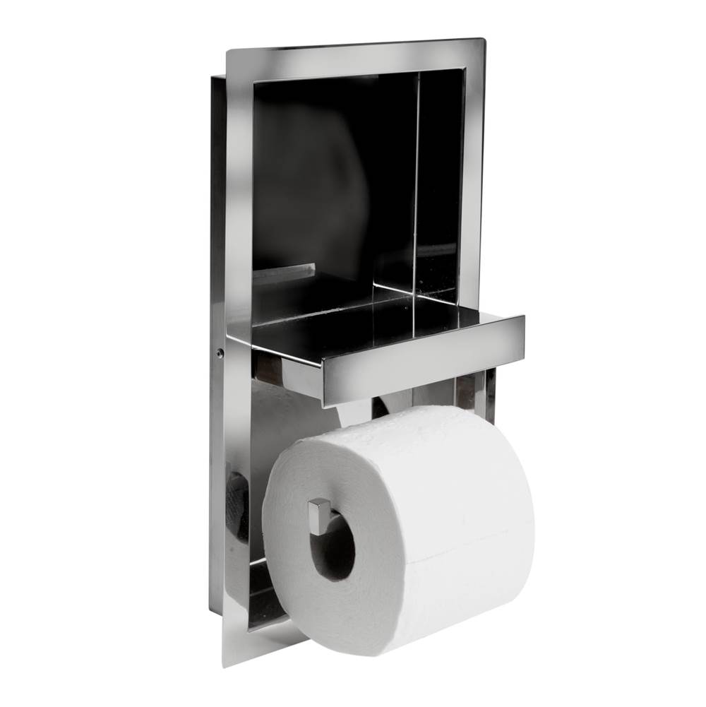Alfi Trade Polished Stainless Steel Recessed Shelf / Toilet Paper Holder Niche