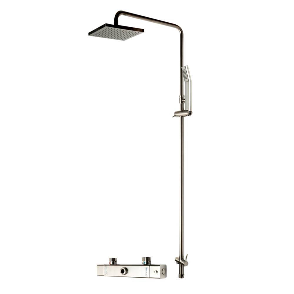 Alfi Trade Brushed Nickel Square Style Thermostatic Exposed Shower Set