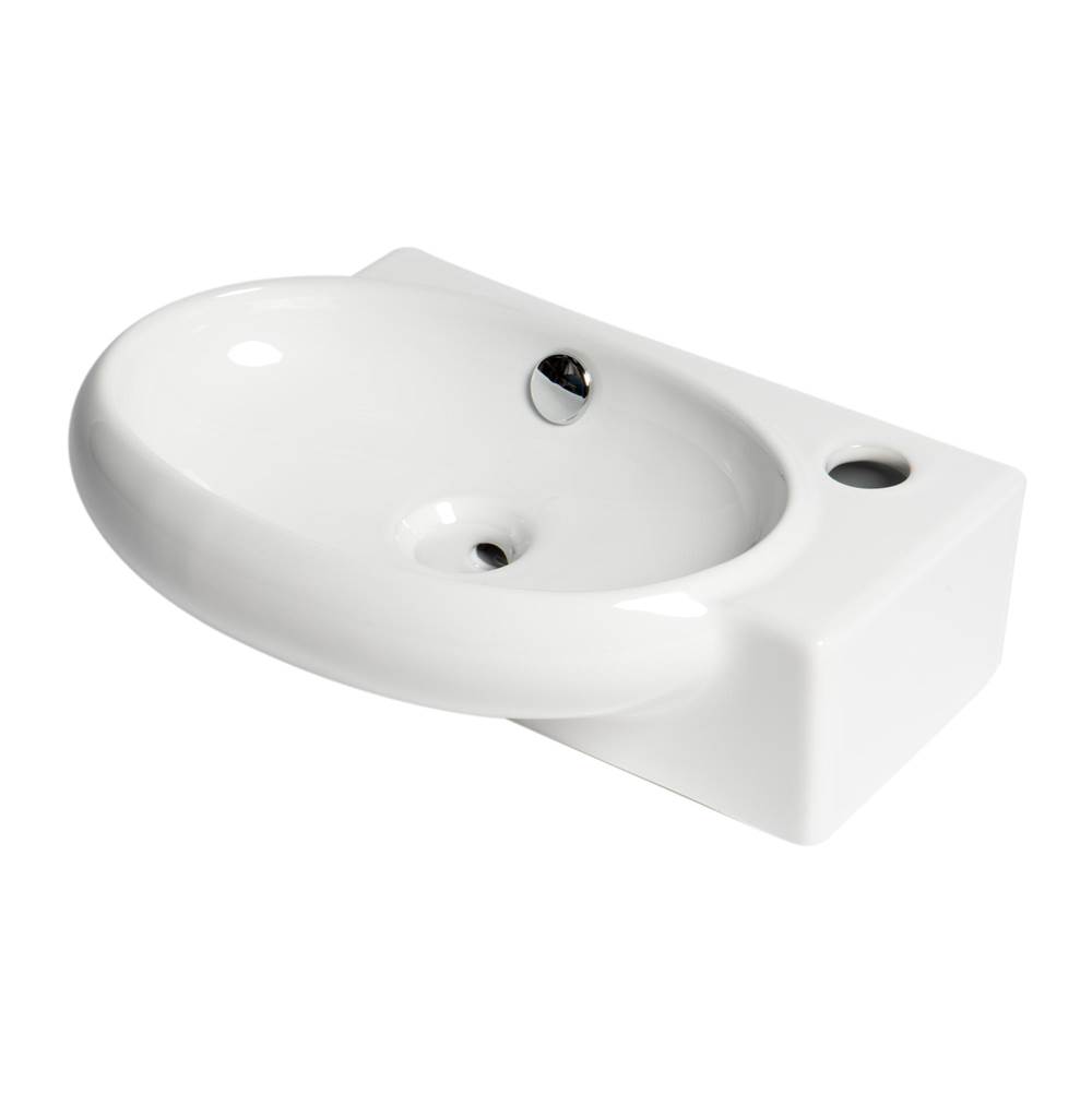 Alfi Trade White 17'' Small Wall Mounted Ceramic Sink with Faucet Hole