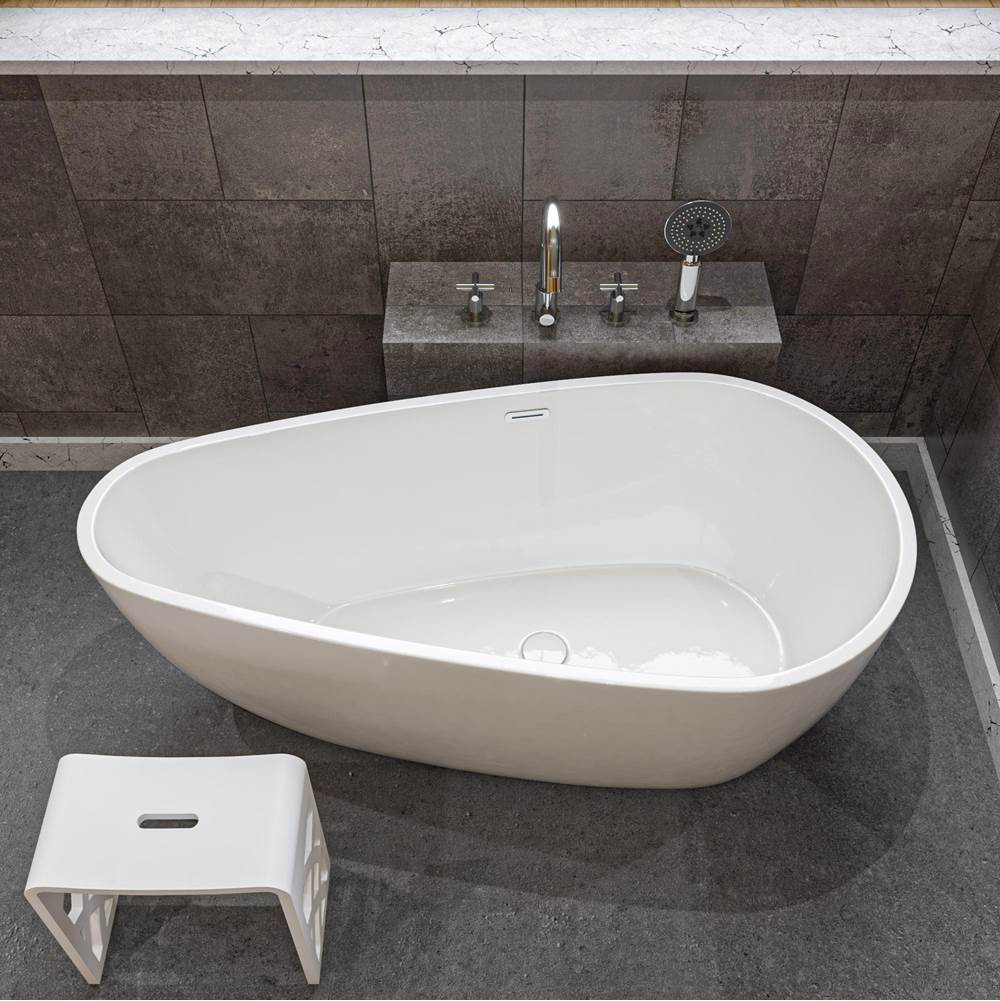 Alfi Trade 59 inch White Oval Acrylic Free Standing Soaking Bathtub