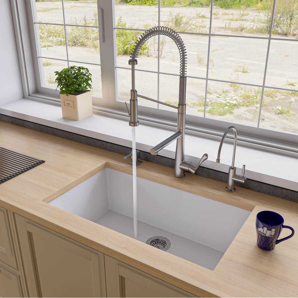 Alfi Trade White 33'' Single Bowl Undermount Granite Composite Kitchen Sink