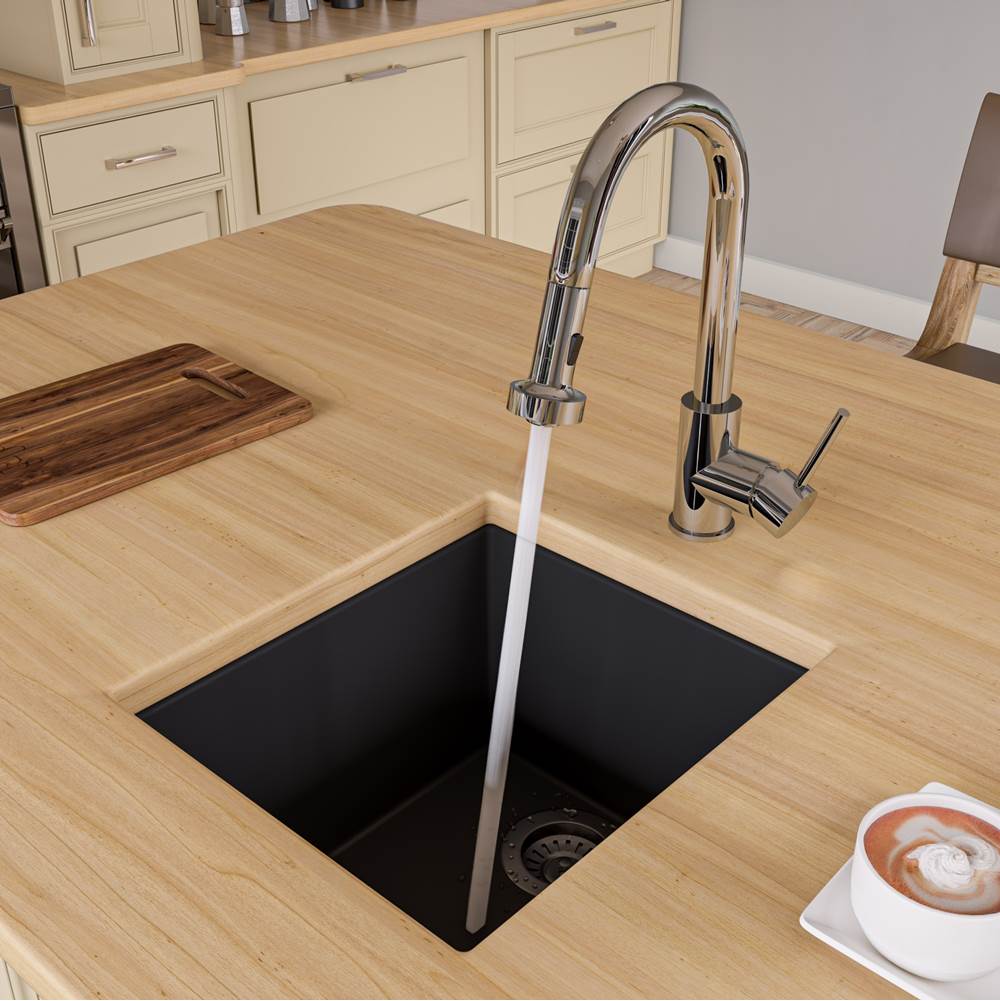 Alfi Trade Black 17'' Undermount Rectangular Granite Composite Kitchen Prep Sink