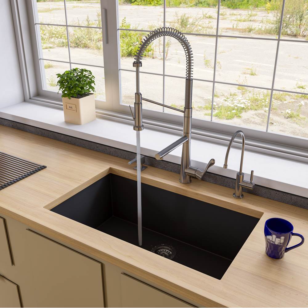 Alfi Trade Black 33'' Single Bowl Undermount Granite Composite Kitchen Sink