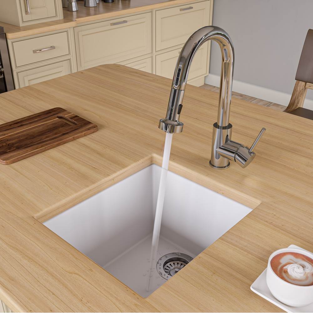 Alfi Trade White 17'' Undermount Rectangular Granite Composite Kitchen Prep Sink