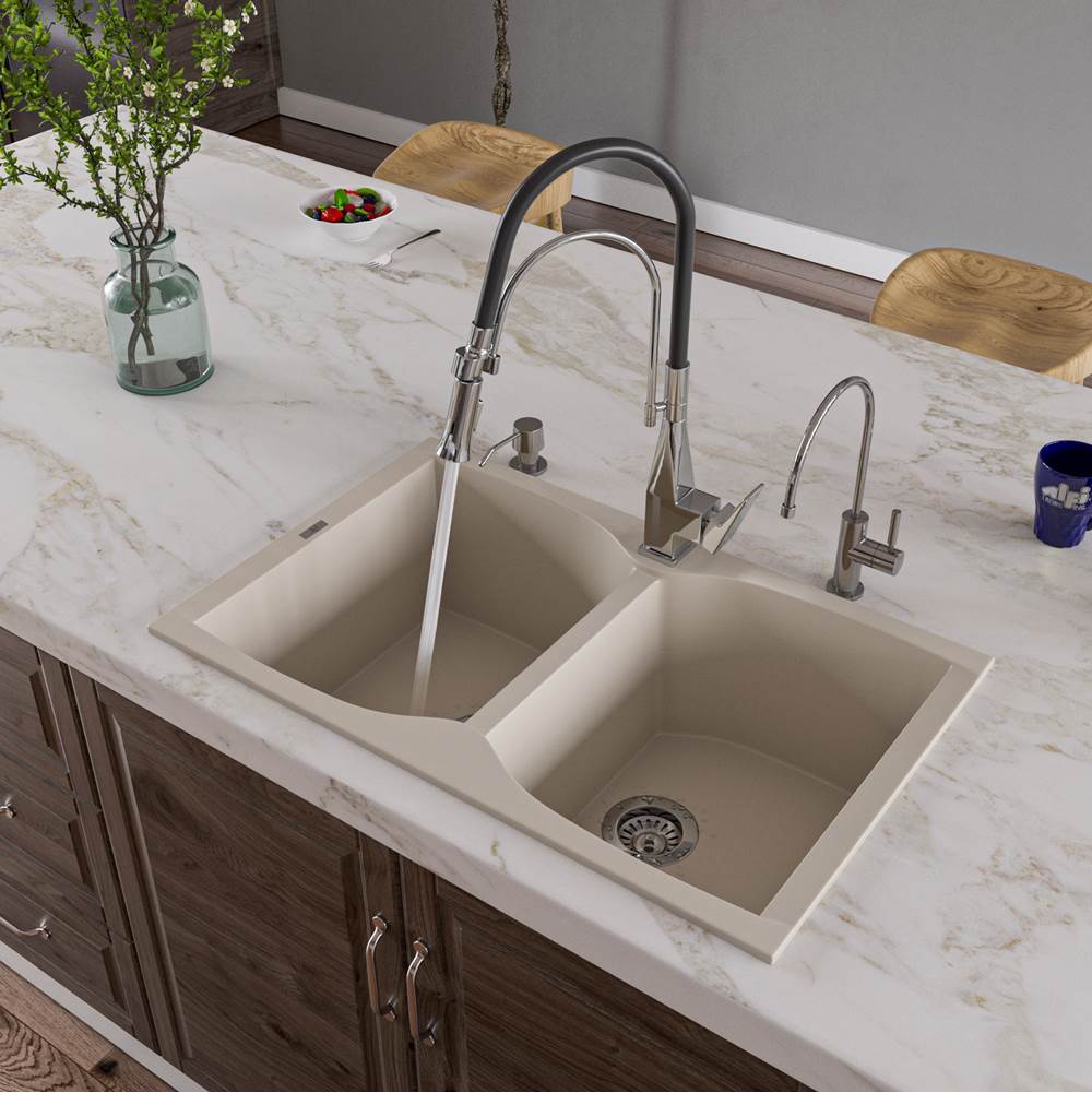 Alfi Trade Biscuit 32'' Drop-In Double Bowl Granite Composite Kitchen Sink
