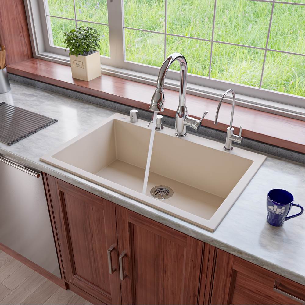 Alfi Trade Biscuit 33'' Single Bowl Drop In Granite Composite Kitchen Sink