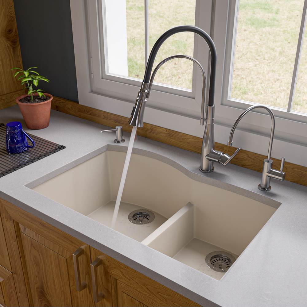 Alfi Trade Biscuit 33'' Double Bowl Undermount Granite Composite Kitchen Sink