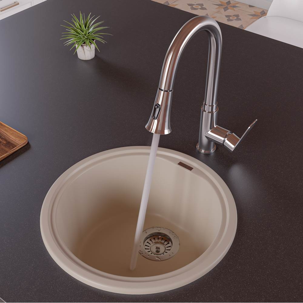 Alfi Trade Biscuit 17'' Drop-In Round Granite Composite Kitchen Prep Sink