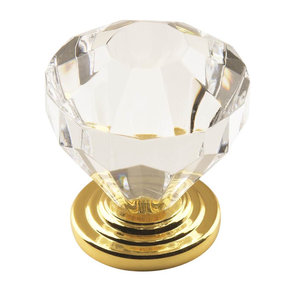 Amerock Traditional Classics 1-1/4 in (32 mm) Diameter Clear/Burnished Brass Cabinet Knob