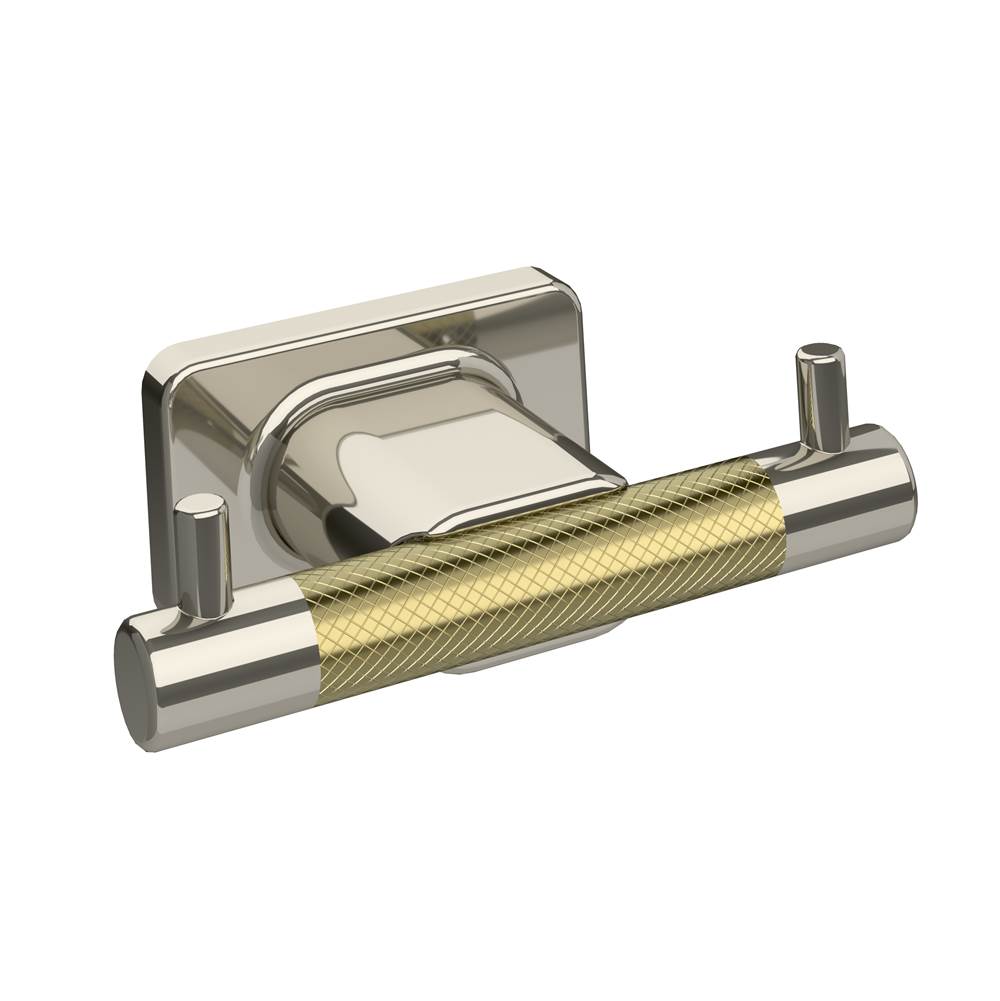 Amerock Esquire Double Robe Hook in Polished Nickel/Golden Champagne