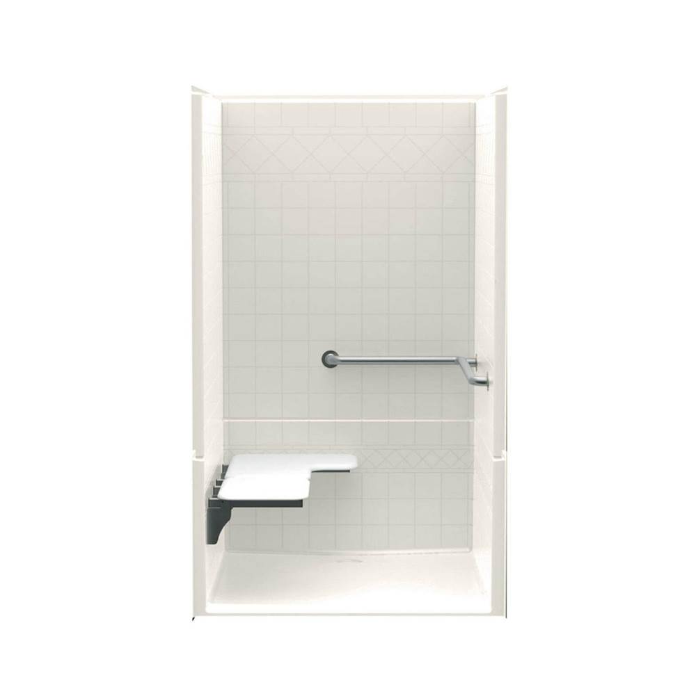Aquatic F1424P 42 x 48 AcrylX Alcove Center Drain Four-Piece Shower in Biscuit