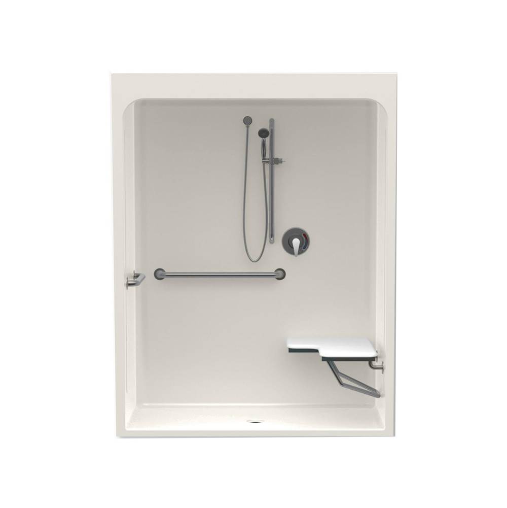 Aquatic 6030CFS 60 x 30 Acrylic Alcove Center Drain One-Piece Shower in Biscuit