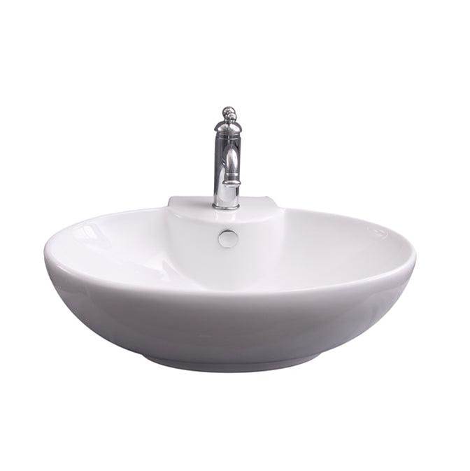 Barclay Boswell Oval Wall Hung 24'',1 Faucet hole,Overflow, White