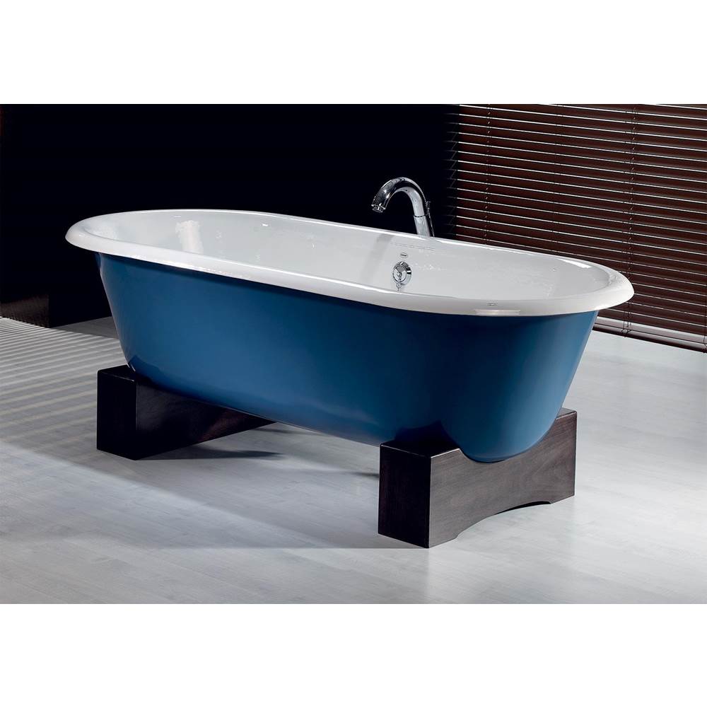 Cheviot Products REGAL Cast Iron Bathtub with Wooden Base and Continuous Rolled Rim
