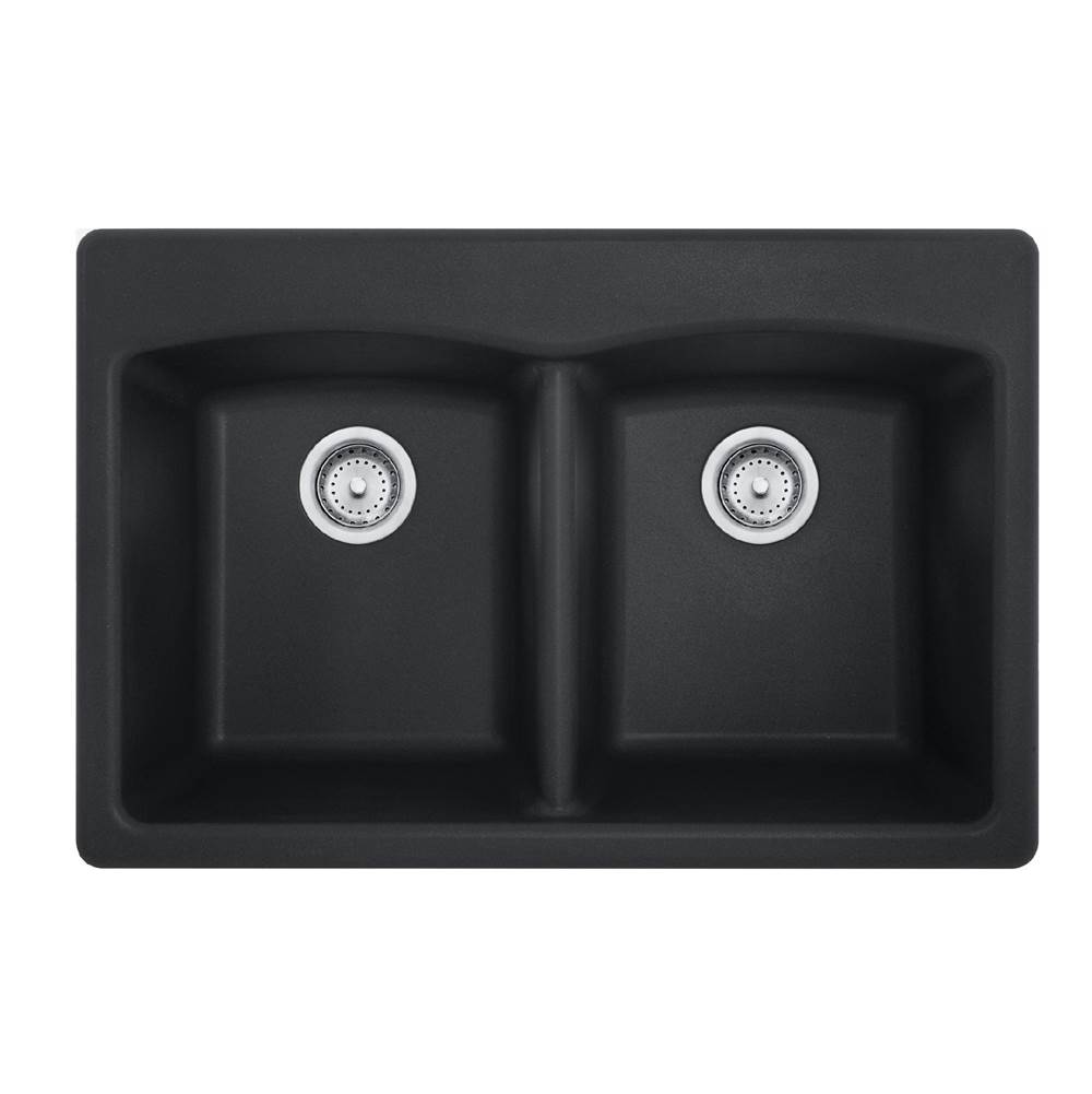Franke Franke Ellipse 33.0-in. x 22.0-in. Granite Dual Mount Double Bowl Kitchen Sink in Matte Black