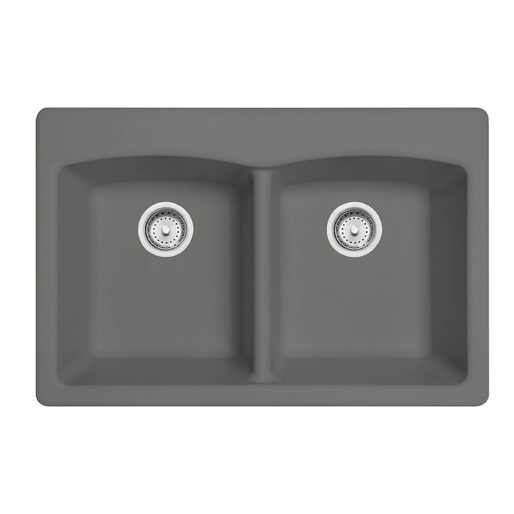 Franke Franke Ellipse 33.0-in. x 22.0-in. Granite Dual Mount Double Bowl Kitchen Sink in Stone Grey