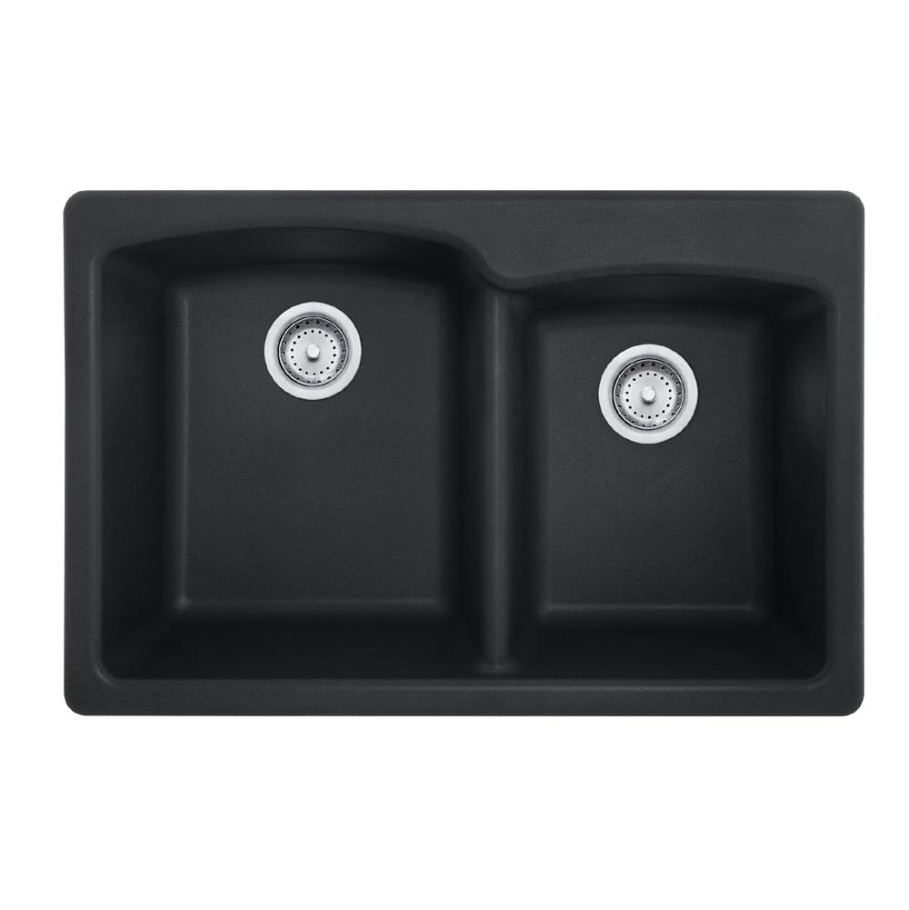 Franke Franke Ellipse 33.0-in. x 22.0-in. Granite Dual Mount Double Bowl Kitchen Sink in Matte Black