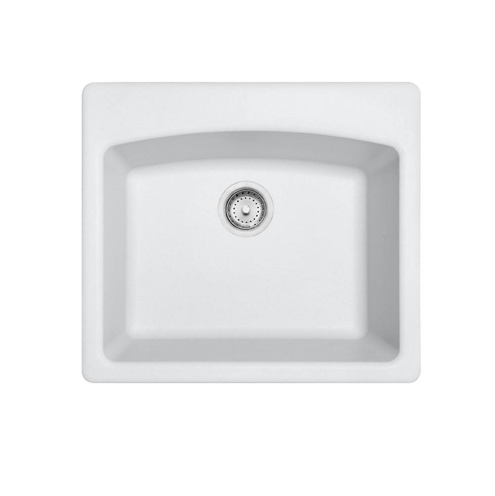 Franke Franke Ellipse 25.0-in. x 22.0-in. Polar White Granite Dual Mount Single Bowl Kitchen Sink - ESPW25229-1