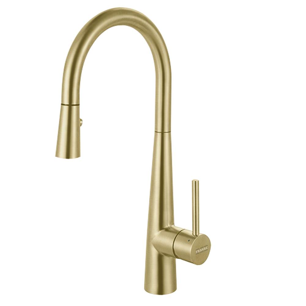 Franke Steel 16.7-in Single Handle Pull-Down Kitchen Faucet in Gold, STL-PR-GLD