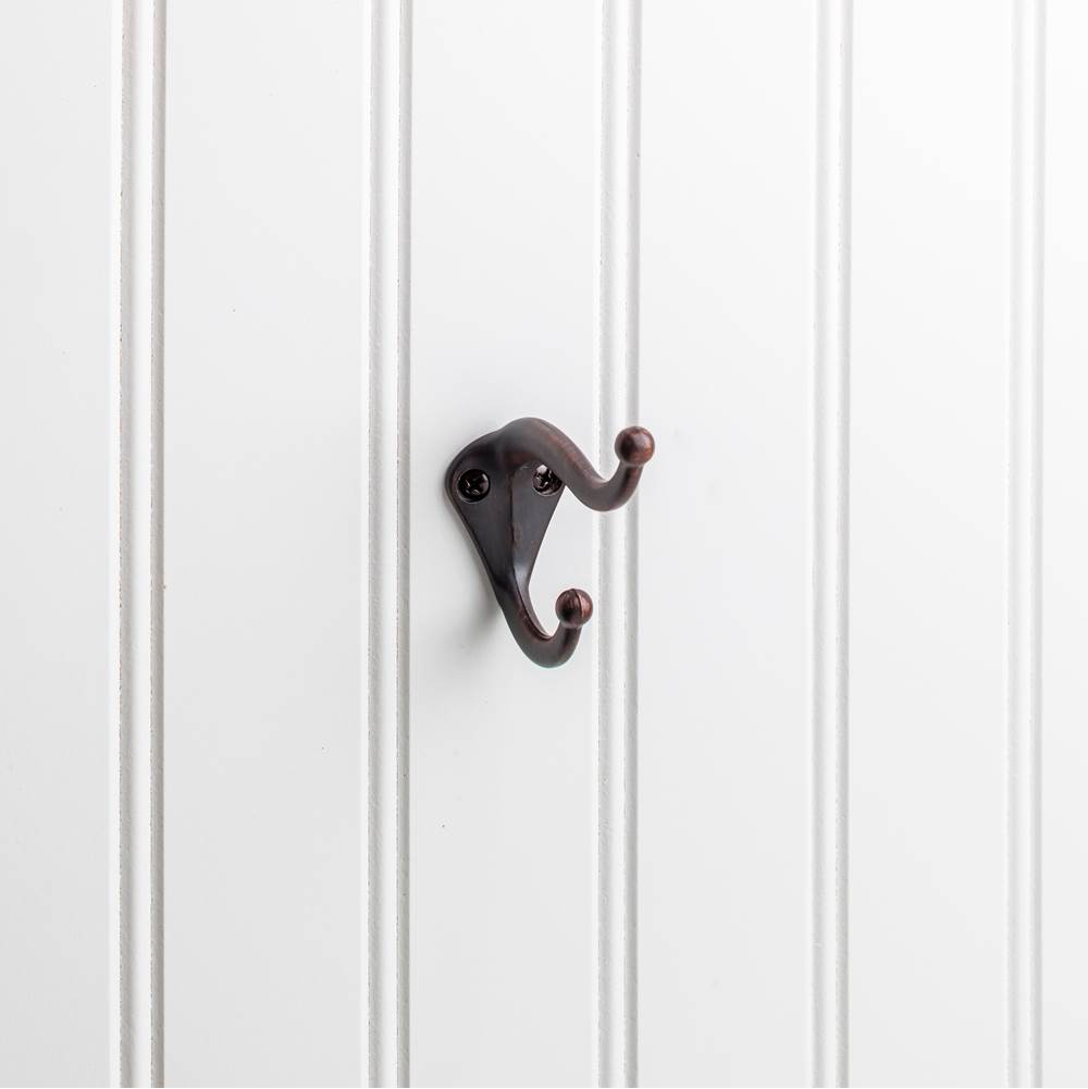 Hardware Resources 2-5/16'' Brushed Oil Rubbed Bronze Traditional Double Prong Ball End Wall Mounted Utility Hook