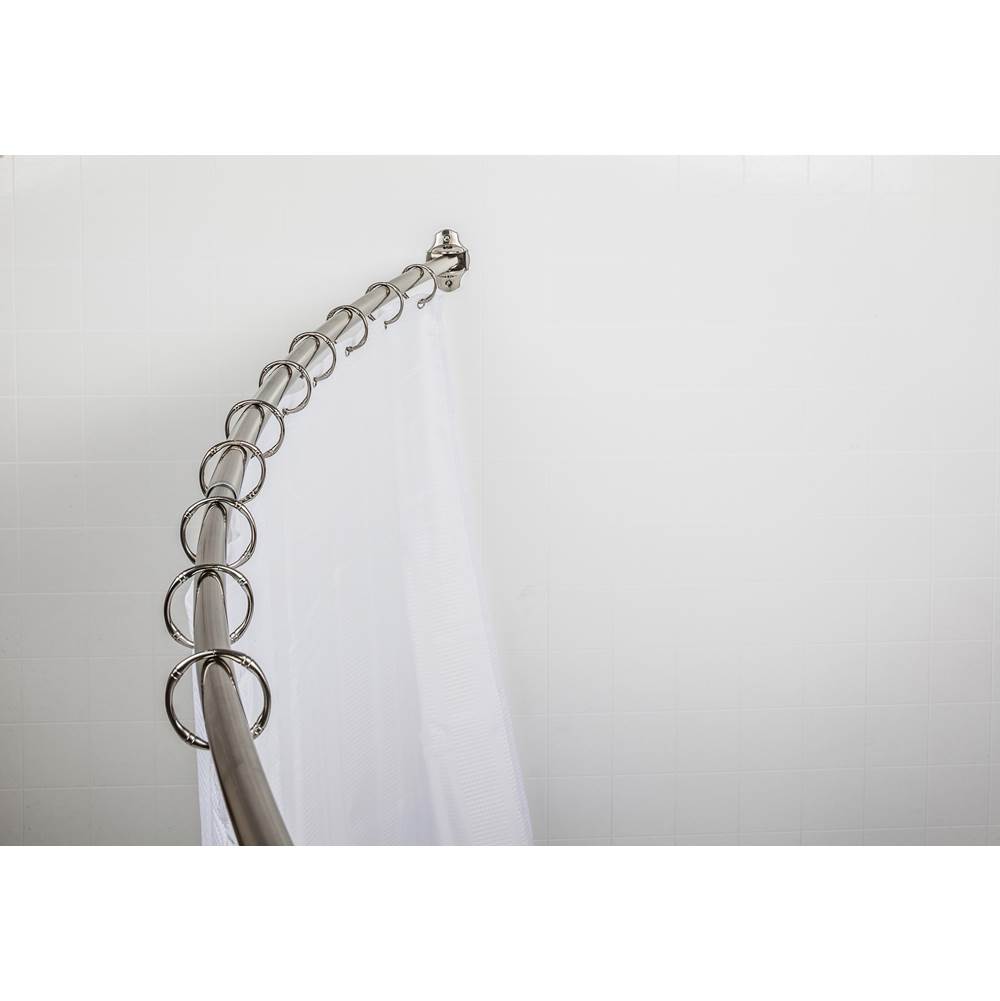 Hardware Resources 56''-72'' Satin Nickel Adjustable Curved Shower Curtain Rod - Retail Packaged
