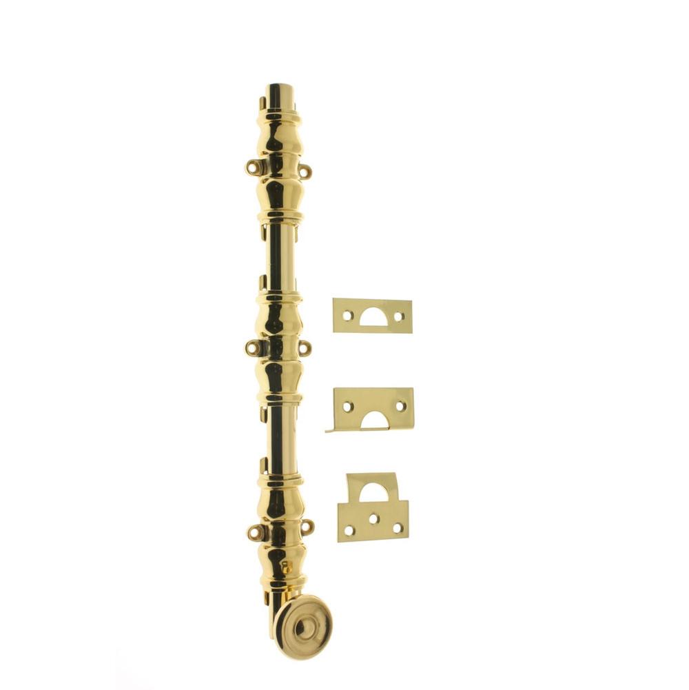 Idh 36'' Ornamental Bolt W/ 3-3/8'' Barrel Guide/Swirl Knob Polished Brass