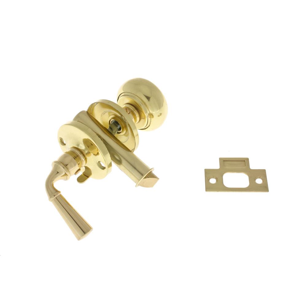 Idh Storm Screen Door Latch (Knob & Lever) Polished Brass No Lacquer